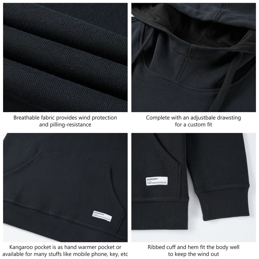 BASSDASH Men’s Cotton Hoodie Sweatshirt