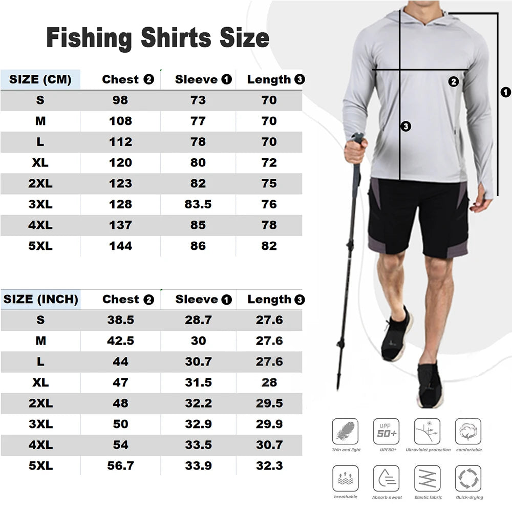 Fishing Shirt UPF 50+ Hooded Face Cover